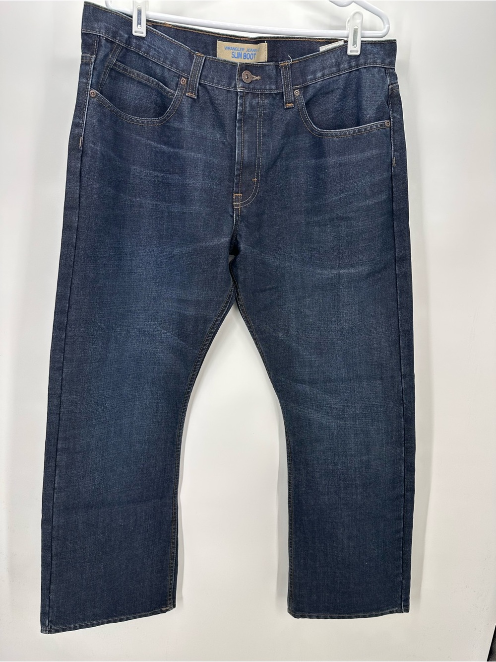 Men’s Dark Wash Wrangler Slim Bootcut Jeans